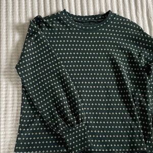 Madewell Dark Green Patterned Crew Neck Top